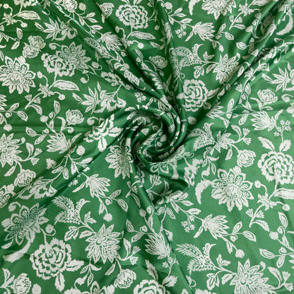 Twill di Seta Floreale Verde | 1,60 × 1,40 m