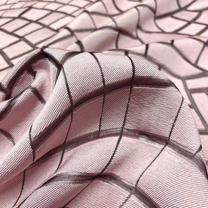Jacquard Silk - Devoré Geometric Pink