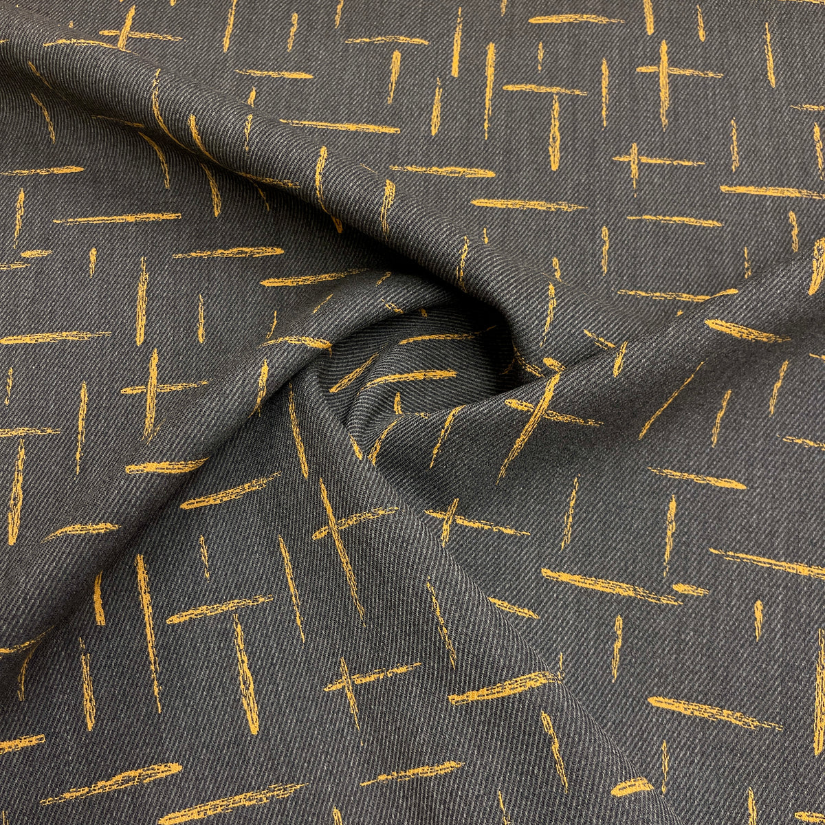 Lana Vergine Jacquard – Antracite e Ocra