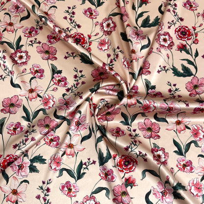 Raso di Seta Elasticizzato Floreale Cipria – 3,70 × 1,40 m