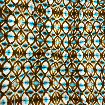 Cotone Fantasia- Geometrica Marrone e Azzurro