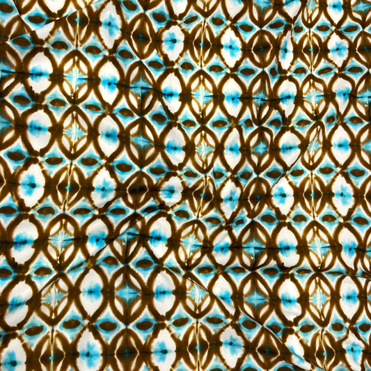 Cotone Fantasia- Geometrica Marrone e Azzurro