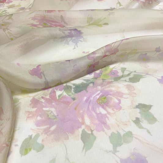 Organza di Seta - Floreale Verde Chiaro
