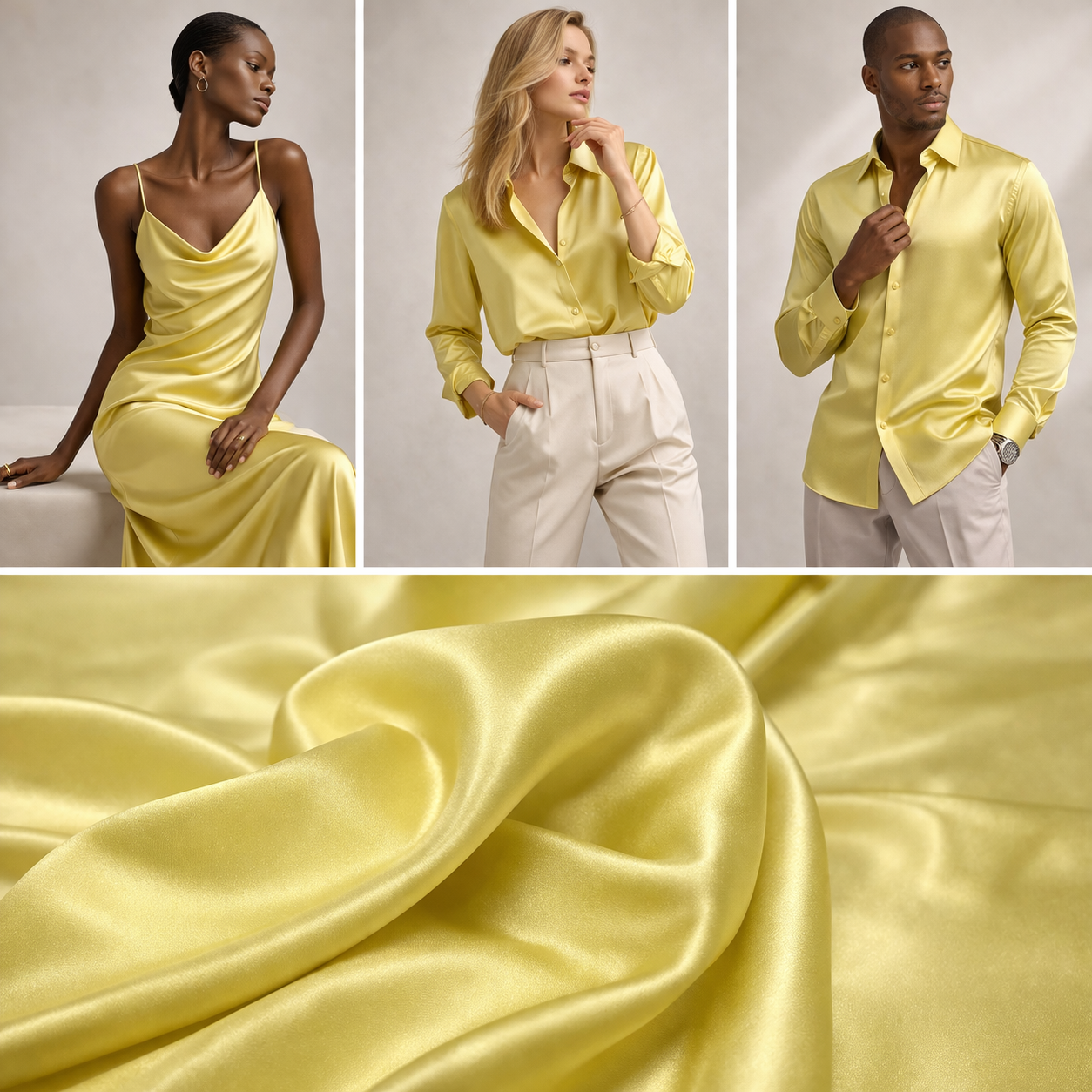 Raso di Seta Giallo Limone