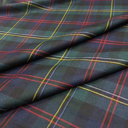 Misto lana tartan verde e blu con righe rosse gialle e azzurre