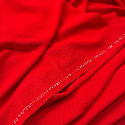 Crêpe de Chine di lana rosso - dettaglio cimossa