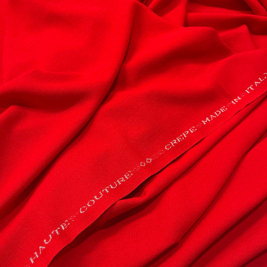 Crêpe de Chine di lana rosso - dettaglio cimossa