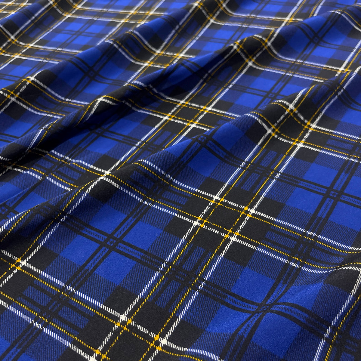 Crepe de Chine in pura seta fantasia tartan - caduta