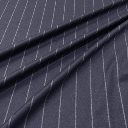 Flanella di lana elasticizzata gessata blu