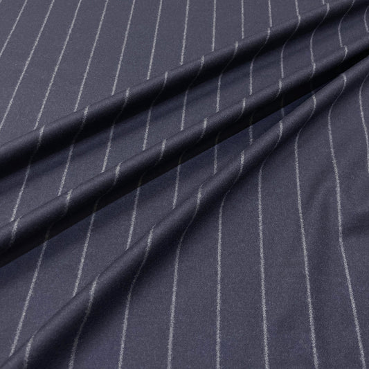 Flanella di lana elasticizzata gessata blu