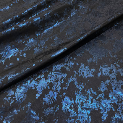 Tessuto jacquard blu e nero