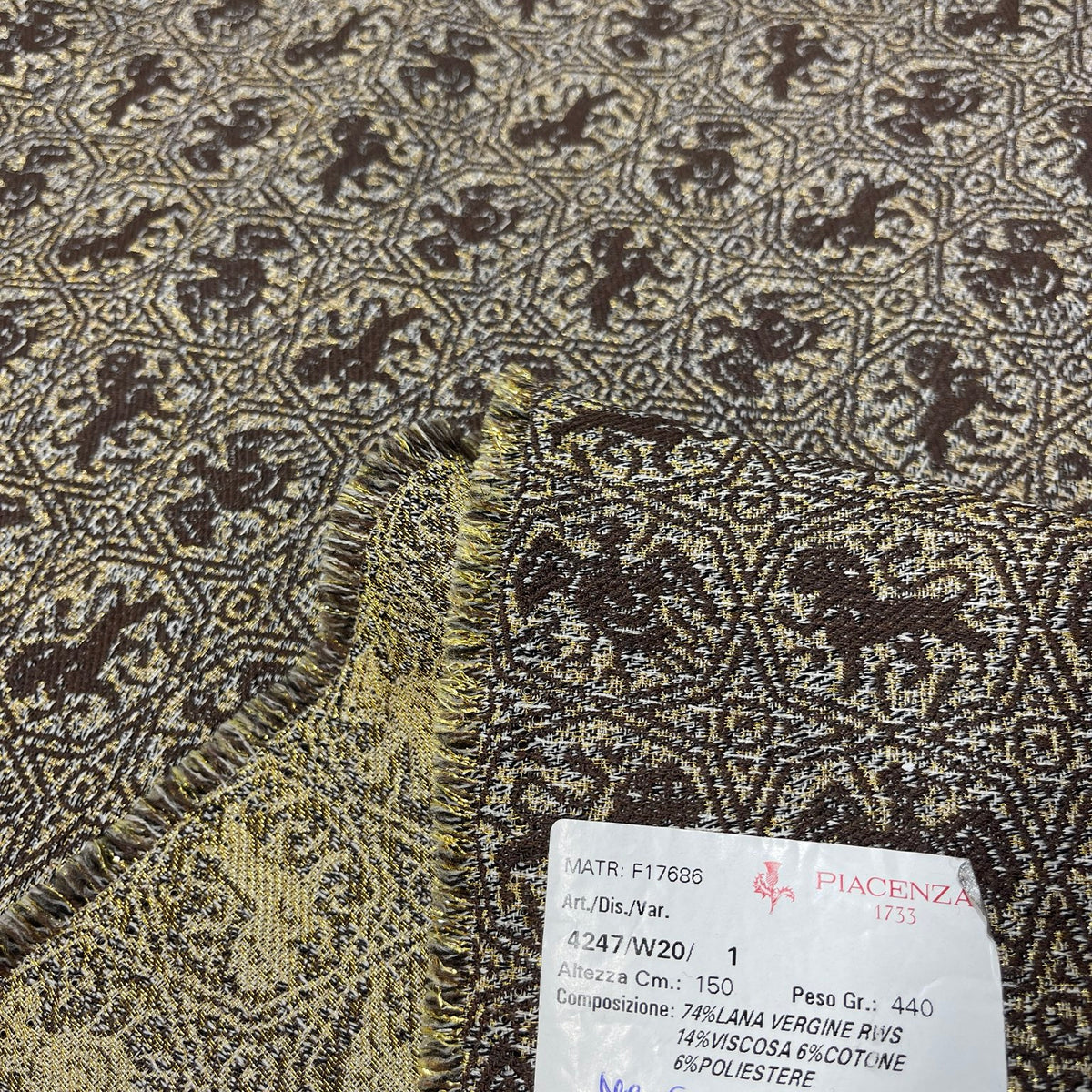 Etichetta composizione jacquard misto lana Piacenza