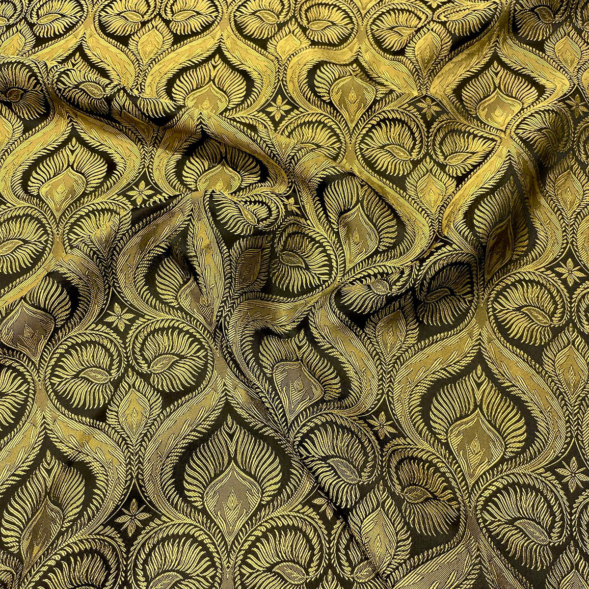 Jacquard ornamentale oro e nero Made in Italy