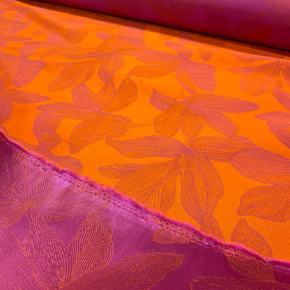 Jacquard in poliestere doppio floreale - lato arancione