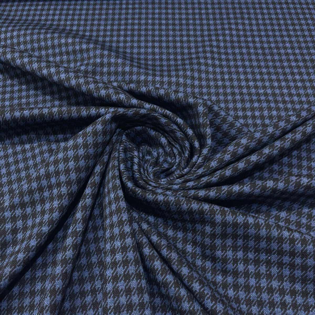 Jersey lana e cotone pied-de-poule blu e nero - drappeggio