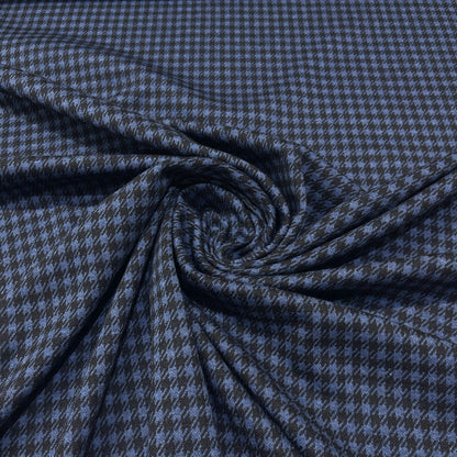 Jersey lana e cotone pied-de-poule blu e nero - drappeggio