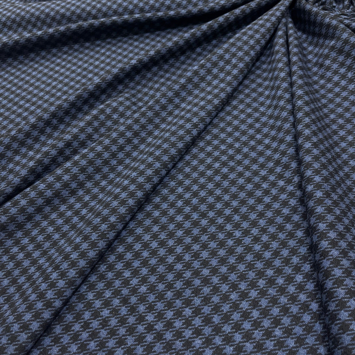 Jersey lana e cotone pied-de-poule blu e nero - dettaglio trama