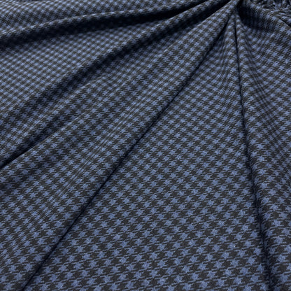 Jersey lana e cotone pied-de-poule blu e nero - dettaglio trama