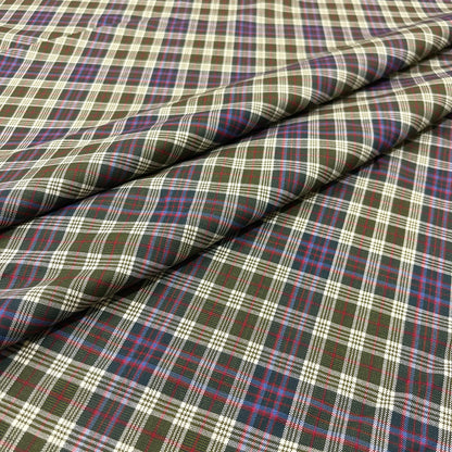 Lana vergine elasticizzata tartan verde, blu, rosso e panna
