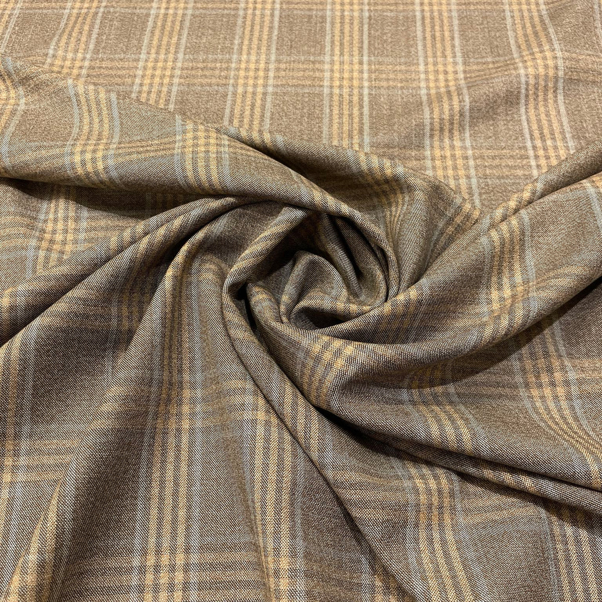 Pura lana vergine a quadri tortora e beige