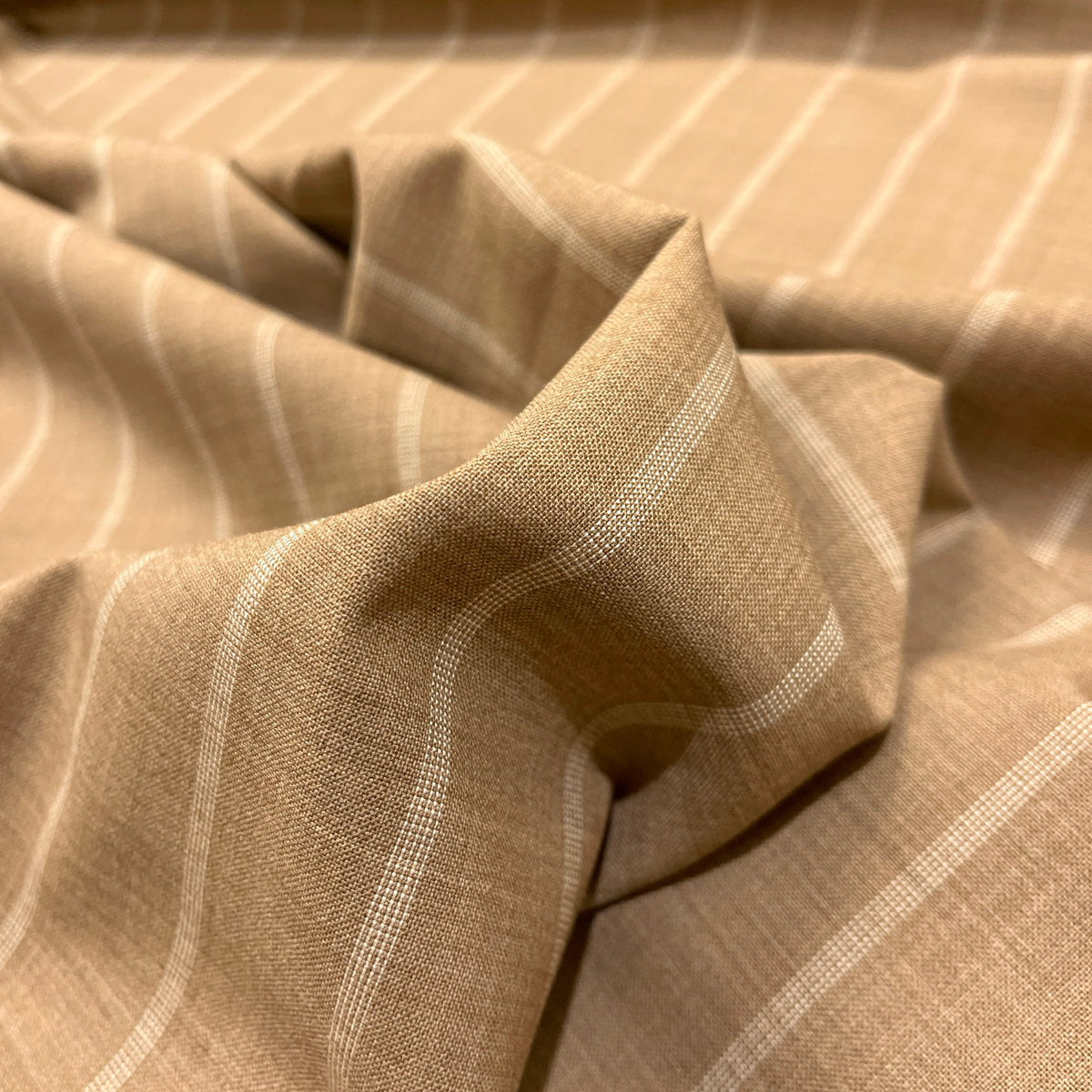 Lana vergine elasticizzata gessata beige e panna
