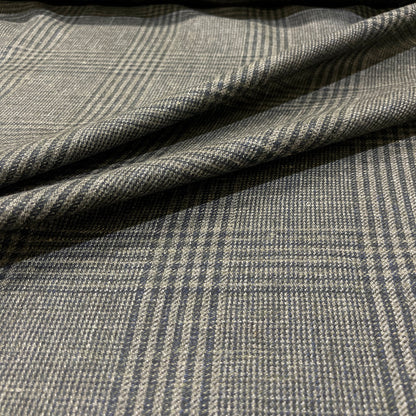 Pura lana vergine Principe di Galles verde con check blu notte