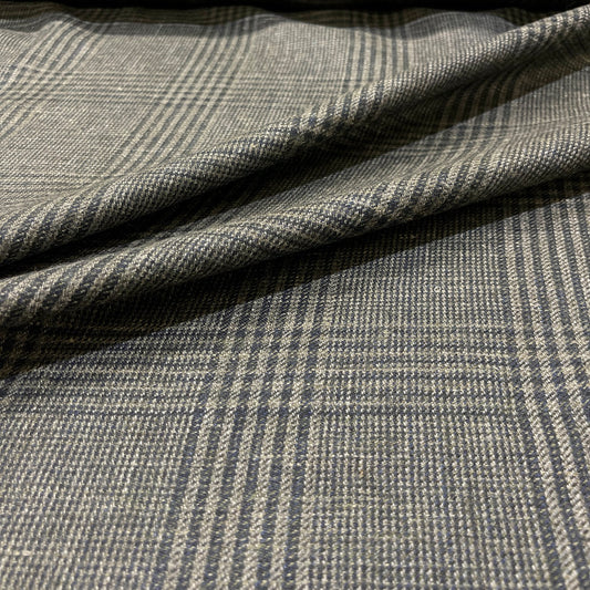 Pura lana vergine Principe di Galles verde con check blu notte