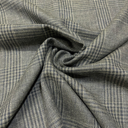 Pura lana vergine Principe di Galles verde con check blu notte
