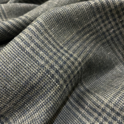 Pura lana vergine Principe di Galles verde con check blu notte