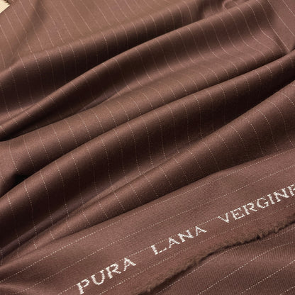 Pura lana vergine gessata marrone – dettaglio tessuto