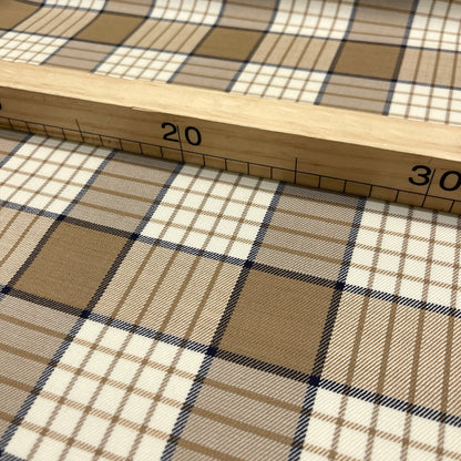 Lana elasticizzata tartan cammello e panna