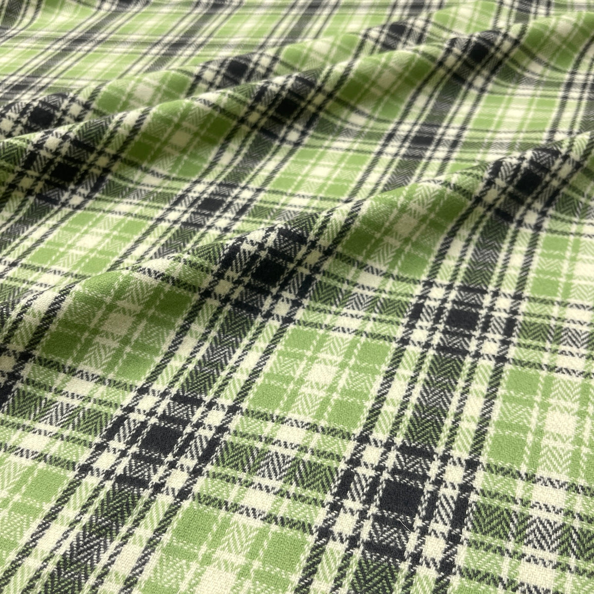 Pura lana tartan verde mela, antracite e panna