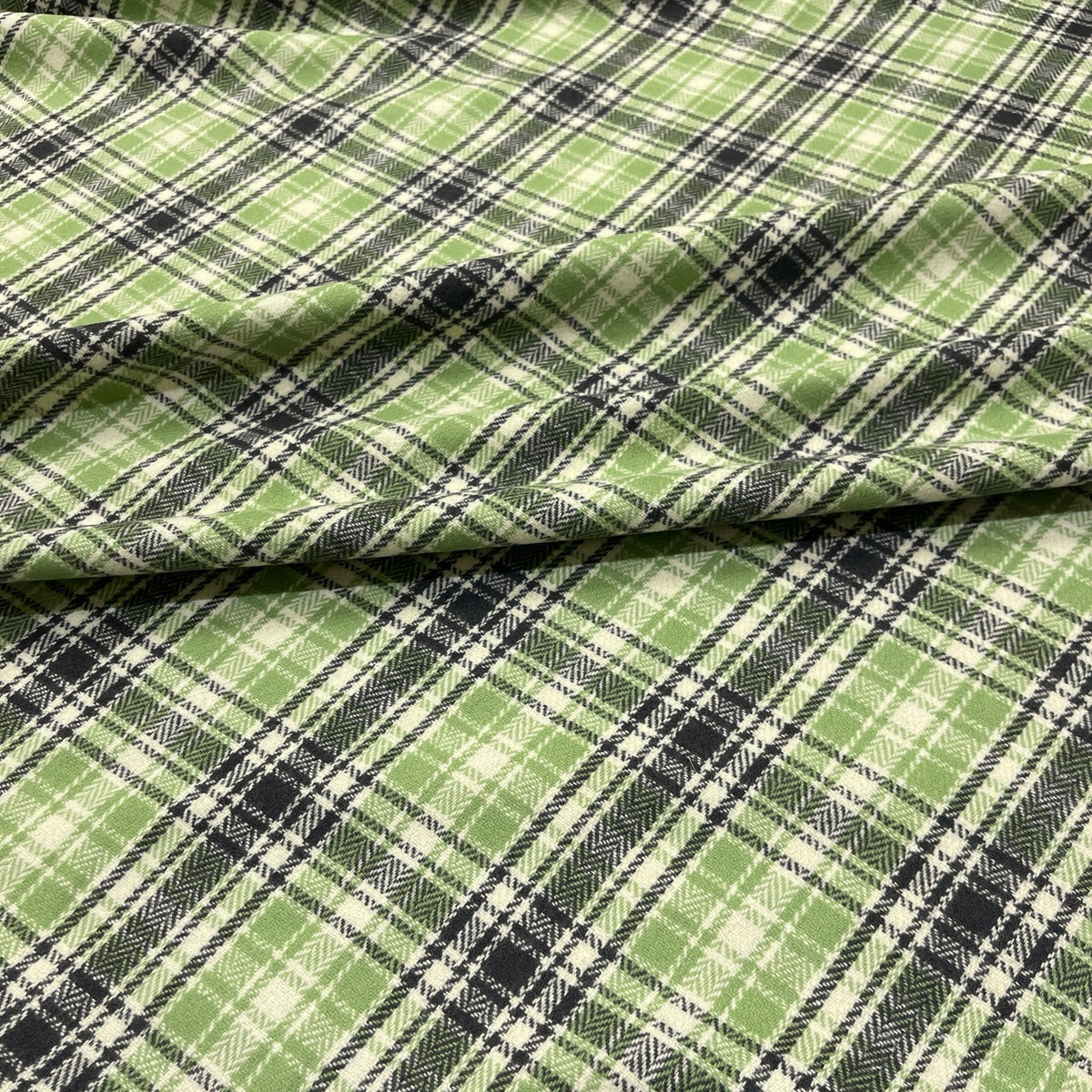 Pura lana tartan verde mela, antracite e panna