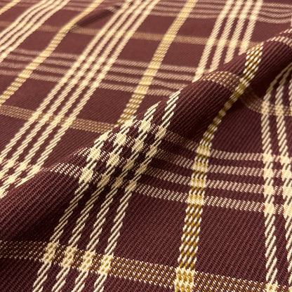 Pura lana twill tartan bordeaux e panna