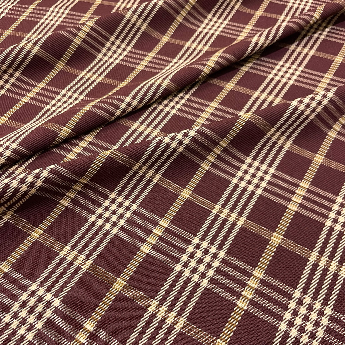 Pura lana twill tartan bordeaux e panna