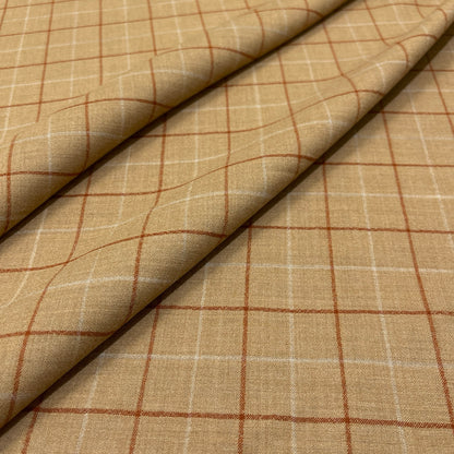Lana vergine elasticizzata a quadri beige - vista principale