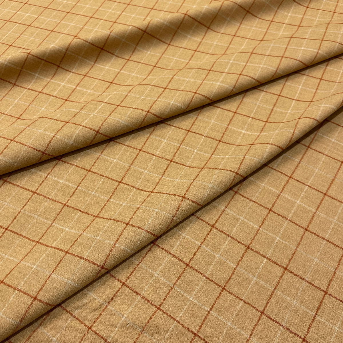 Lana vergine elasticizzata a quadri beige - superficie