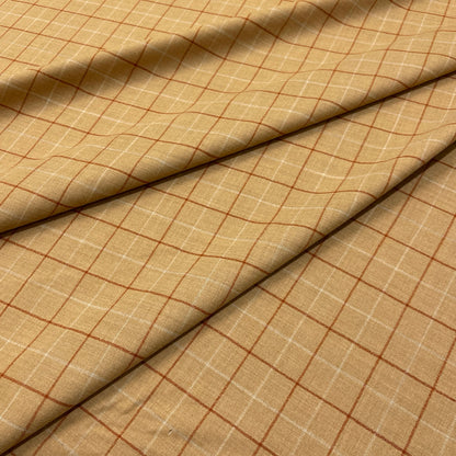 Lana vergine elasticizzata a quadri beige - superficie