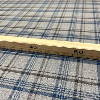 Lana vergine elasticizzata tartan grigio e blu