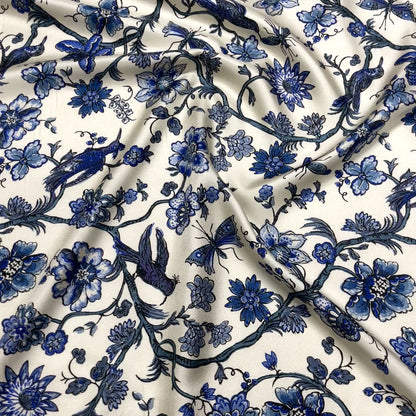 Twill di Seta Giardino Blu Reale