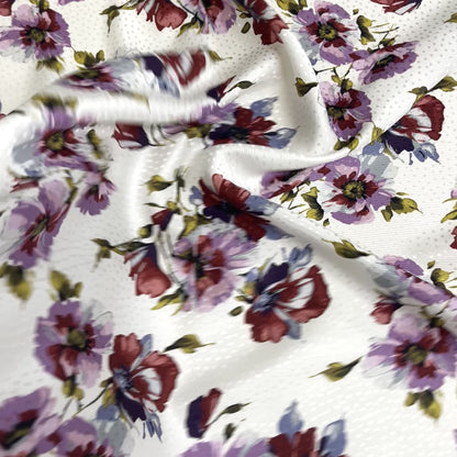Seta Jacquard Floreale Bianco e Lilla – 2,20 × 1,40 m
