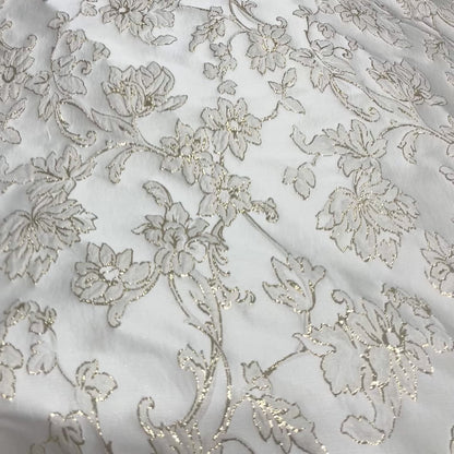 Shimmering Floral Jacquard – White Gold
