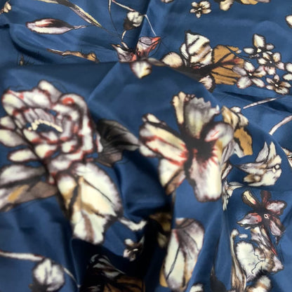 Twill di Seta Floreale Blu Petrolio – 2,40 × 1,40 m