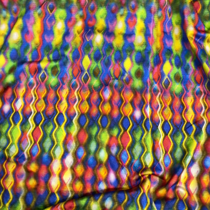 Jersey di Viscosa Fantasia Geometrica Multicolor