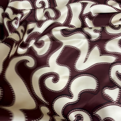 Abstract Fantasy Bordeaux and Ivory Silk Satin – 2.80 × 1.40 m