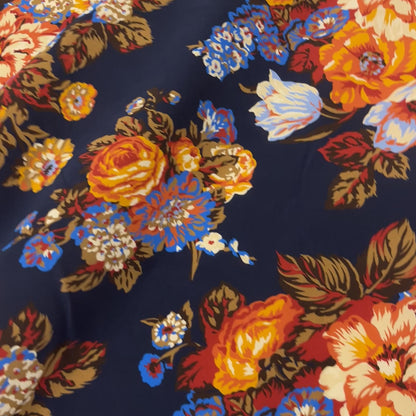 Crêpe de Chine Seta – Floreale su Blu Notte