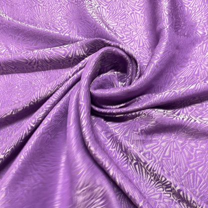 Jacquard Seta Lamé - Fiori Geometrici Viola