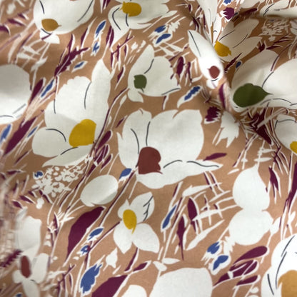 Raso di Seta Fantasia Floreale Beige – 2,50 × 1,40 m