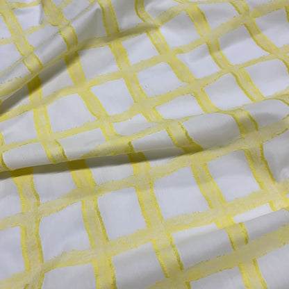 Cotone Jacquard Geometrico Effetto Griglia