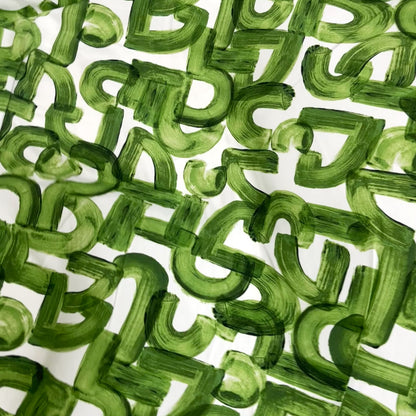 Jersey di Viscosa Fantasia Geometrica Pennellata Verde